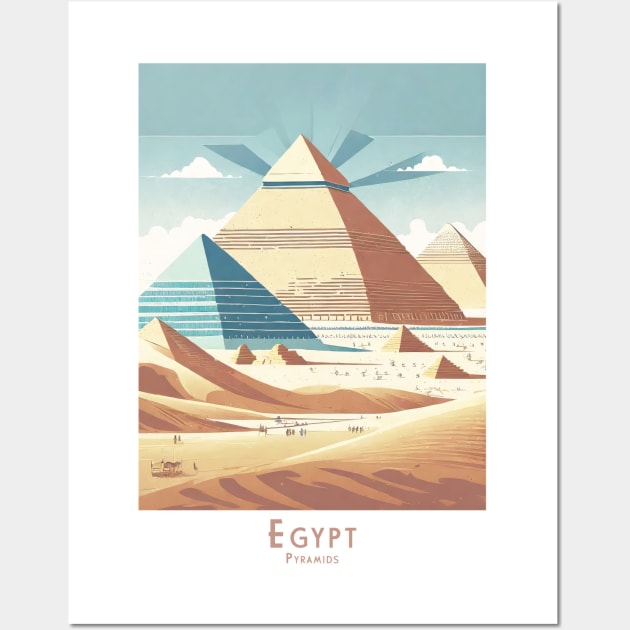Egyptian Pyramids Retro Travel Poster Wall Art by POD24